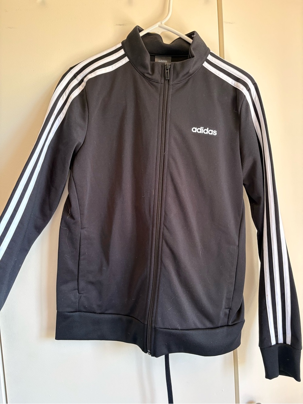 adidas women’s Black Track Jacket with White Stripes